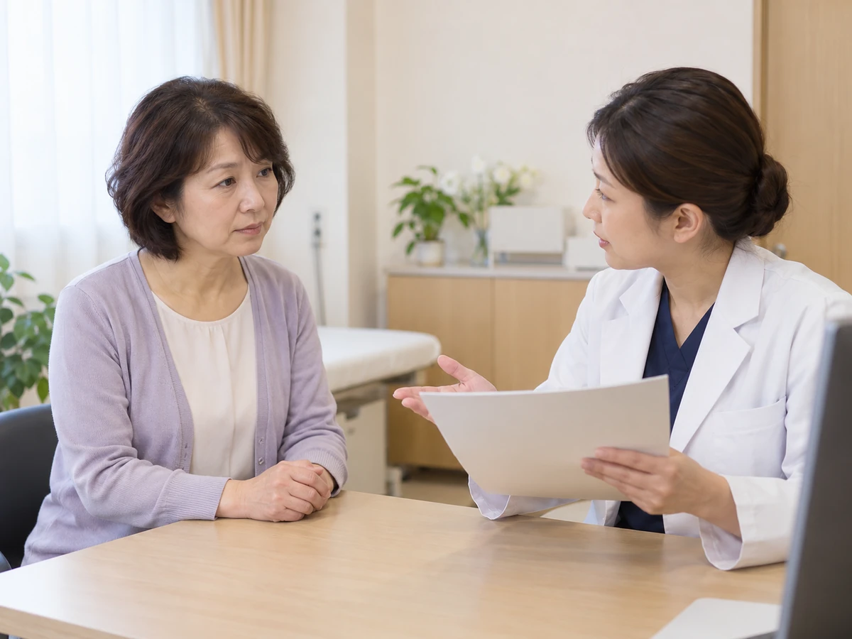 女性が医師の説明を聞き、手術について相談するイメージ。