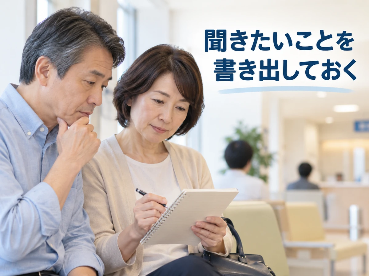 診察前に聞きたいことを書き出しておく夫婦