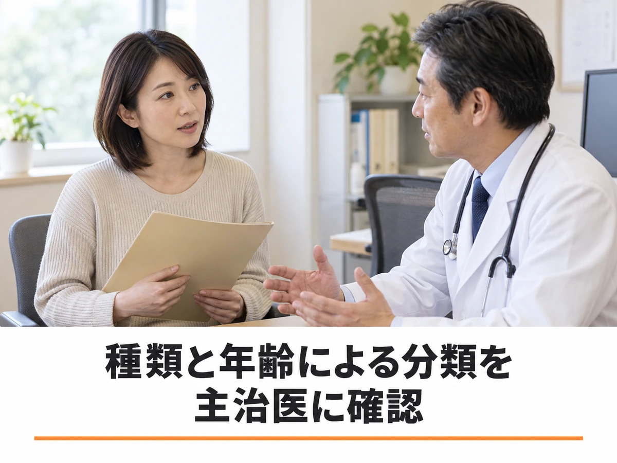 がんの種類と年齢による分類を主治医に確認する女性