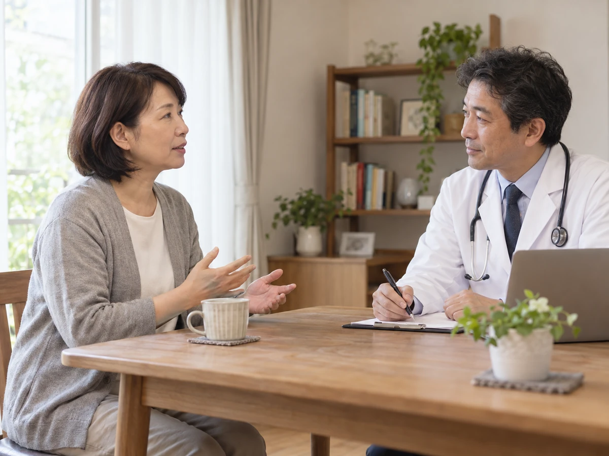 女性が医師に生活歴や仕事のことを相談しているイメージ